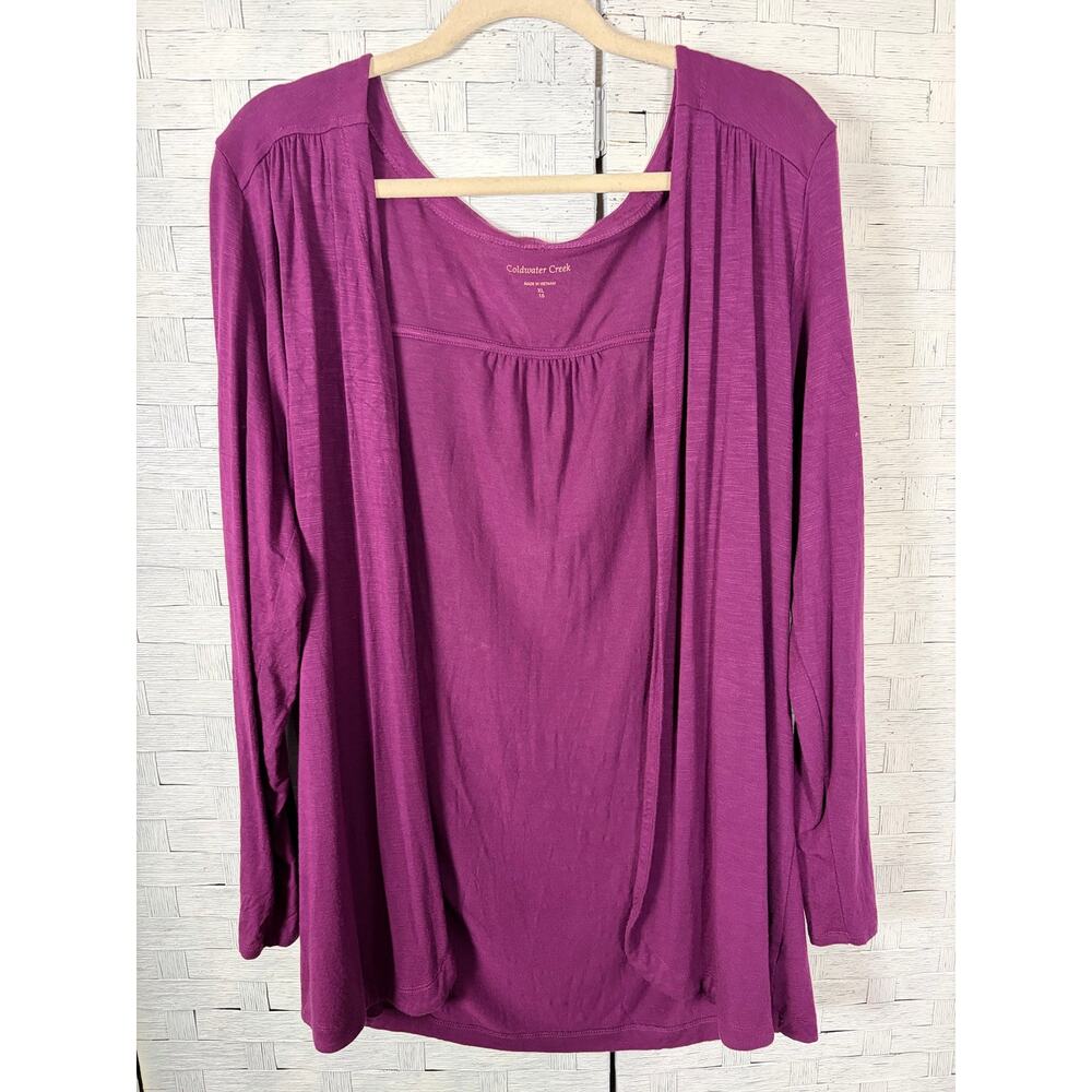 Coldwater Creek women’s cardigan jersey knit purple soft feminine cover-up
